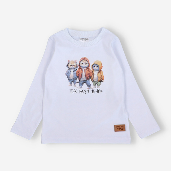 KAR-1010/BIA Bluzka chłopięca z długim rękawem Lagarto Verde biały 