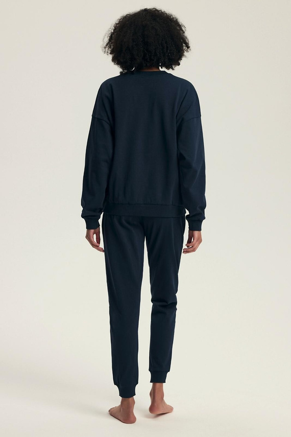 Piżama damska Henderson 43705 Delancy granatowa– bawełna, długi rękaw, wygodna i stylowa