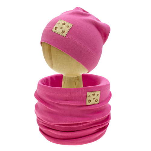 141304 Komplet czapka + komin Nicol - różowy