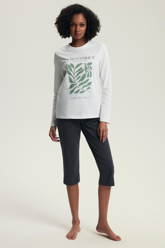 Piżama damska Henderson Danna 43686 kremowa – bawełna, długi rękaw, wygodny krój