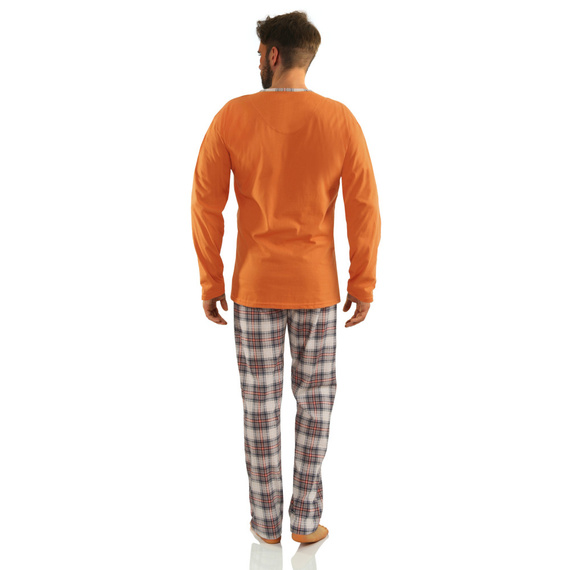 2576/26 Jasiek Piżama Męska długi rękaw i spodnie Sesto Senso - pomarańczowy