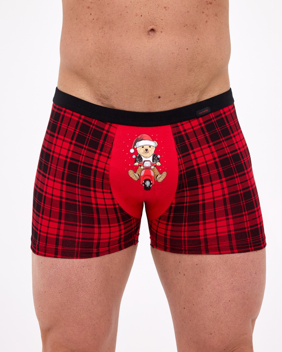 007/78 – bokserki męskie świąteczne, 95% bawełna 5% elastan, pakowane w pudełko