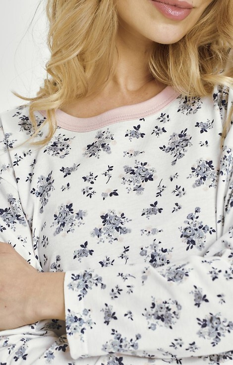 3452 Martina Koszula damska Taro – bawełna, kwiatowy wzór, długi rękaw