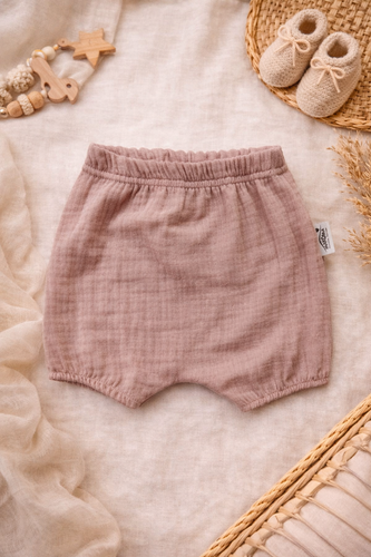 Bloomersy niemowlęce Just Muslin 40235R Makoma pink– muślin 100% bawełna, na gumce