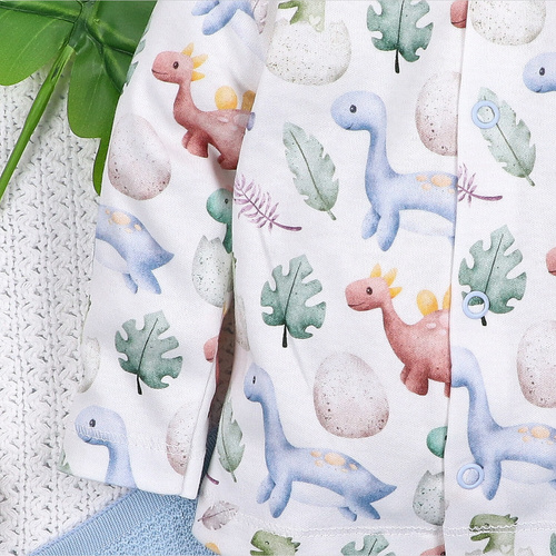 ABN-5570 Dino Explorer Kaftanik niemowlęcy Nini – bawełna organiczna, zapięcie na napy