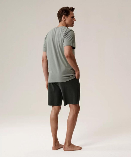 Piżama męska NMP-396 –zielony/khaki  bawełna, krótki rękaw, lekka i wygodna na lato