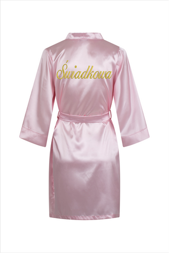 Świadkowa Szlafrok damski satynowy ByShelly - różowy/złoty