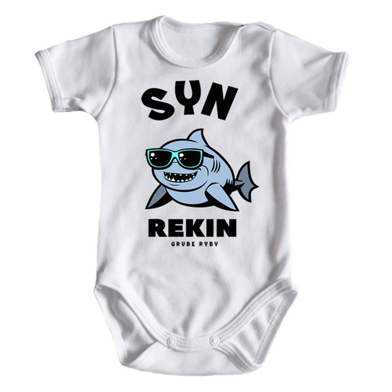 "REKINY grube ryby" Body krótki rękaw Moocha biały