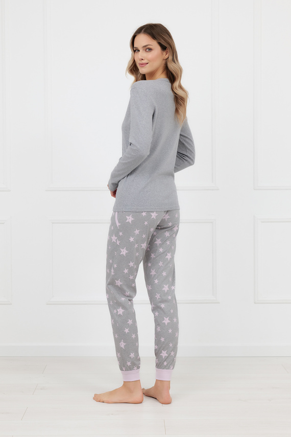 Sara Piżama damska Italian Fashion szara– bawełniana, długi rękaw i spodnie