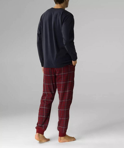 NMP-377 Piżama męska długi rękaw, Atlantic- granatowy burgundowy