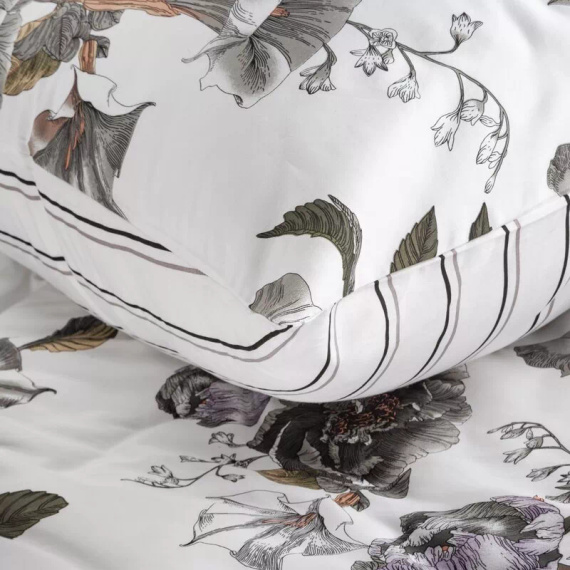 Spring 39 Kwiaty pościel satynowa Eurofirany biały/szary