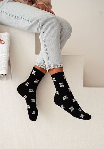 0200-118 Małe Misie Skarpety damskie Milena - czarny