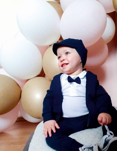 169406 Komplet czapka, bluza, body i spodnie "Mix" Nicol - granatowy