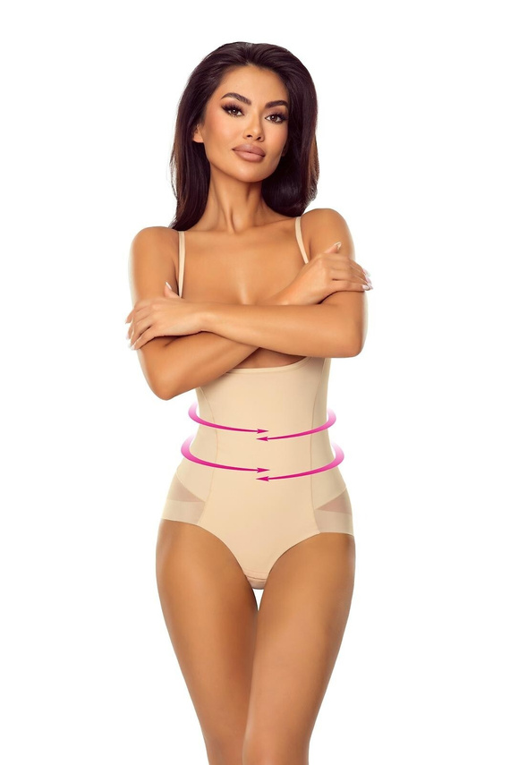 Body 7006 Ofelia Lapinee Beżowe Body Wyszczuplające Pod Biust Modelujące Sylwetkę