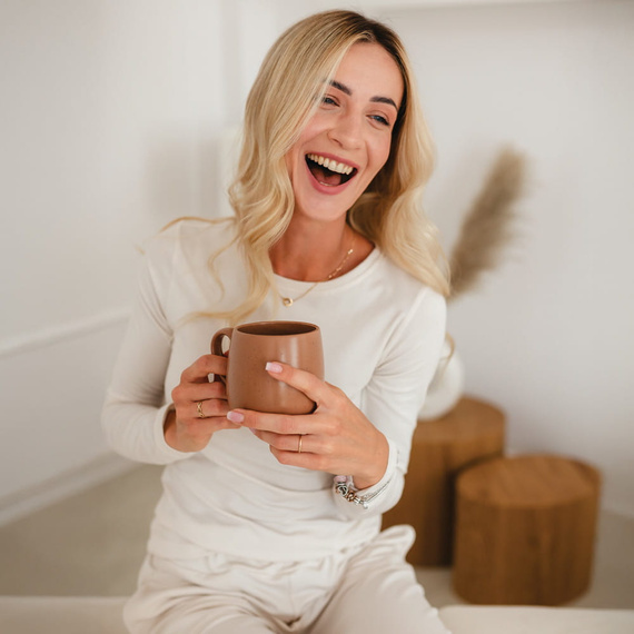 Eevi for Women Bluzka Damska z Długim Rękawem ecru – Bawełna + Modal, Elegancka, Komfortowa