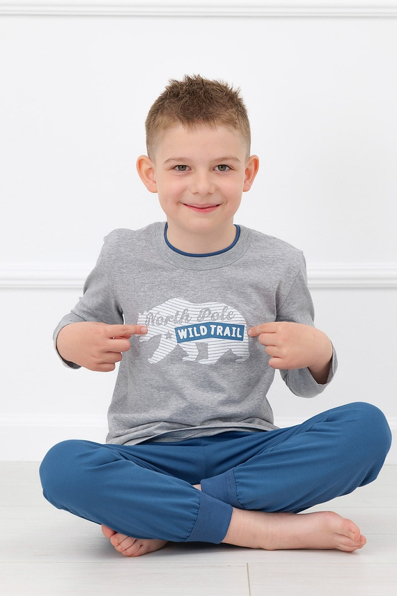 Piżama Chłopięca Italian Fashion Kasim 100% Bawełna Długa- melange
