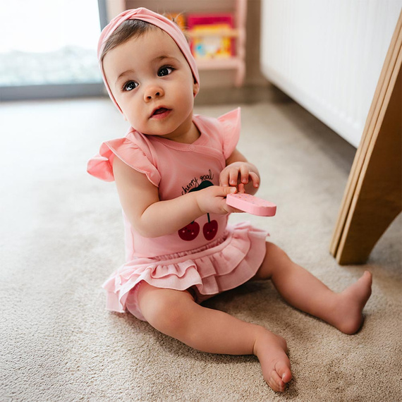 Bloomersy niemowlęce Eevi Cherry muślin bawełna różowe