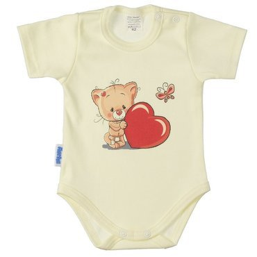 Miś z Serduszkiem body niemowlęce krótki rękaw Martex ecru