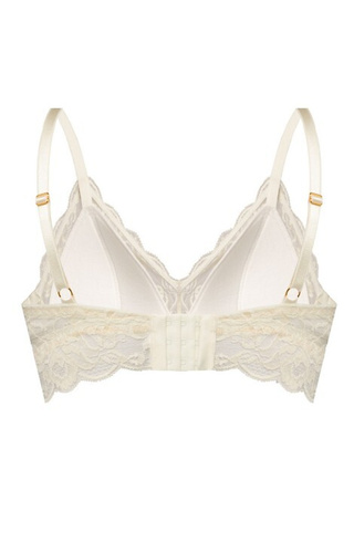 Kaja 02 Biustonosz soft bez fiszbin Mefemi piaskowy – koronkowy, miękki, komfortowy, z ozdobną kokardką