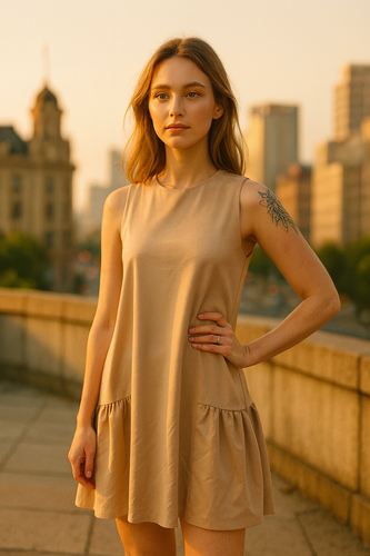 Sukienka Numinou na ramiączkach - beżowy