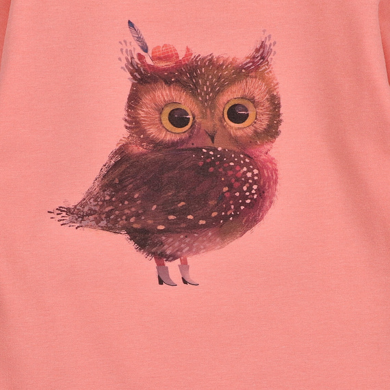 KAR-3001 Bluzka dziewczęca z długim rękawem Lagarto Verde łososiowa – stylowa, bawełniana, polska produkcja