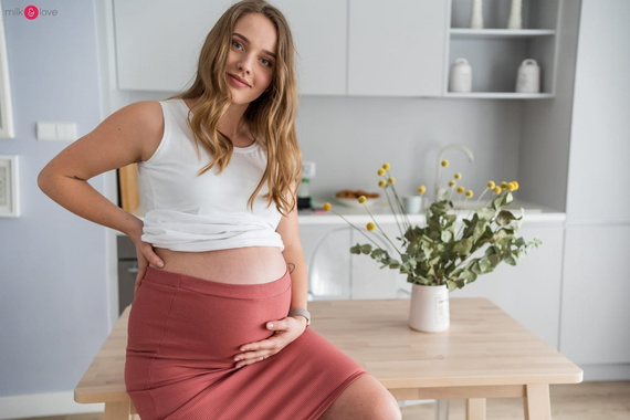 Spódnica ciążowa Tummy z dzianiny w prążki Milk&Love mięta