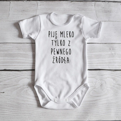 Body krótki rękaw "Piję mleko tylko z pewnego źródła" Moocha czarne