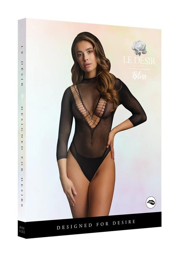 Body BLS003 Bliss Le Désir zmysłowe body z siateczki z rękawem 7/8