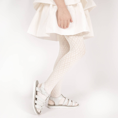 141803 Rajstopy żakardowe W2 Nicol - kremowy