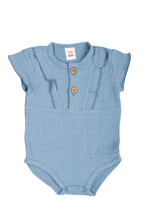 03252GKRB "Just Muslin Girl Blue" Body krótki rękaw muślinowe Makoma