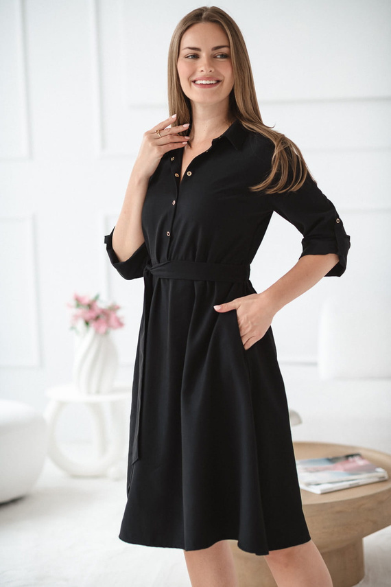 Szmizjerka ciążowa i do karmienia Milk&Love czarna | Modal, rękaw 3/4, regulacja w talii