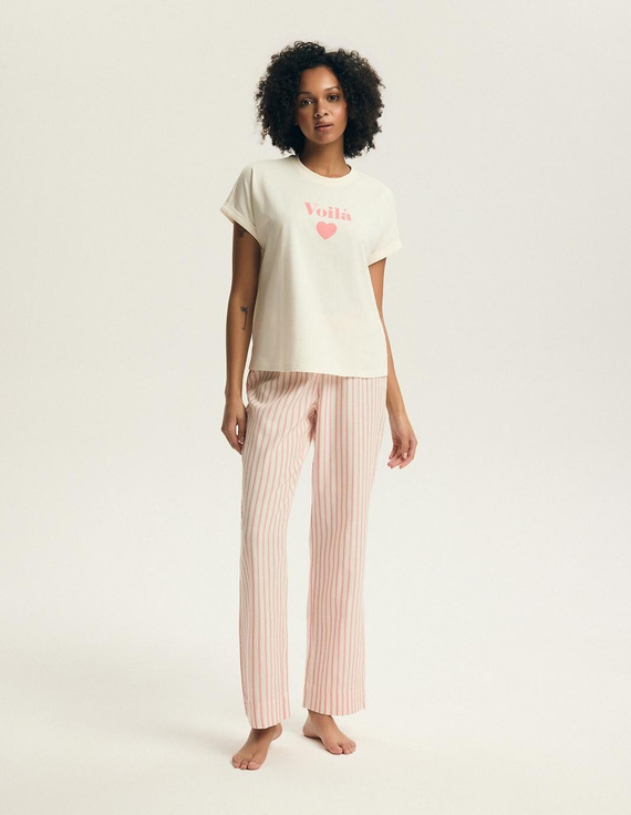 Piżama damska Henderson Darlan 43707 – bawełna, długie spodnie, print-pink