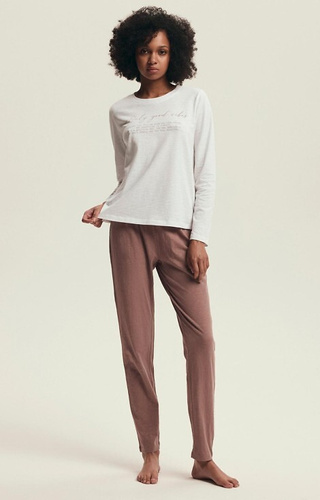 43701 Delanie Piżama damska Henderson dusty pink  – bawełna, długi rękaw i spodnie