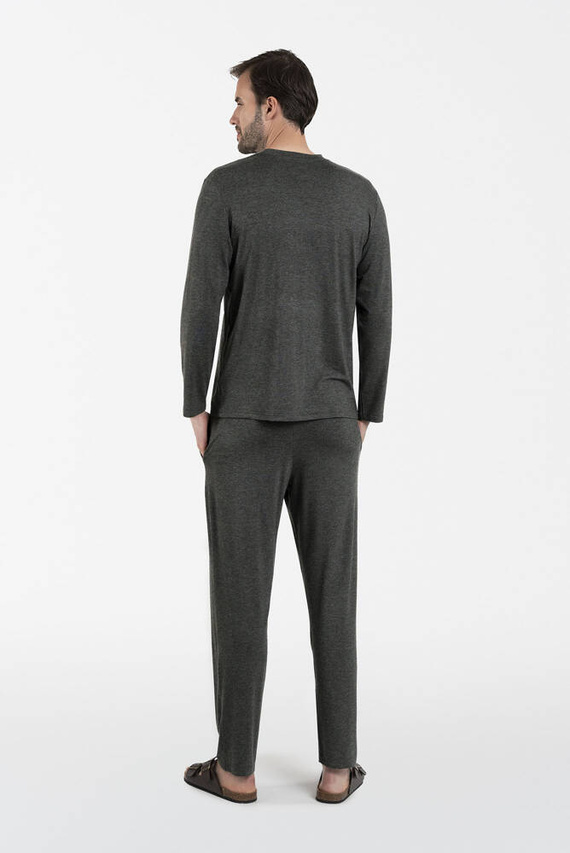 Akord Piżama Męska długi rękaw, długie spodnie Italian Fashion - c.melanż