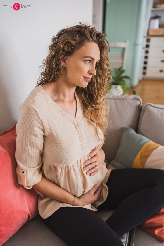 Mother Nature tunika z muślinu organicznego Milk&Love indygo w kropki