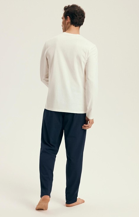 43475 Loji Piżama męska Henderson Core biały – bawełniany komplet z nadrukiem gór