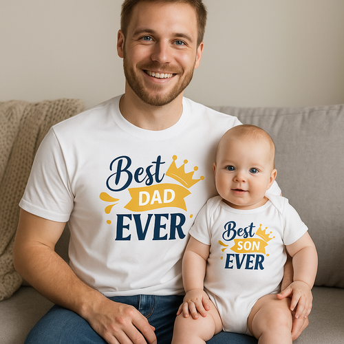 "BEST DAD + BEST SON" Komplet dla taty i syna koszulka + body Moocha