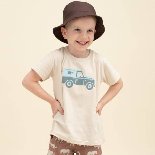 Safari T-shirt z nadrukiem Pinokio - beżowy auto