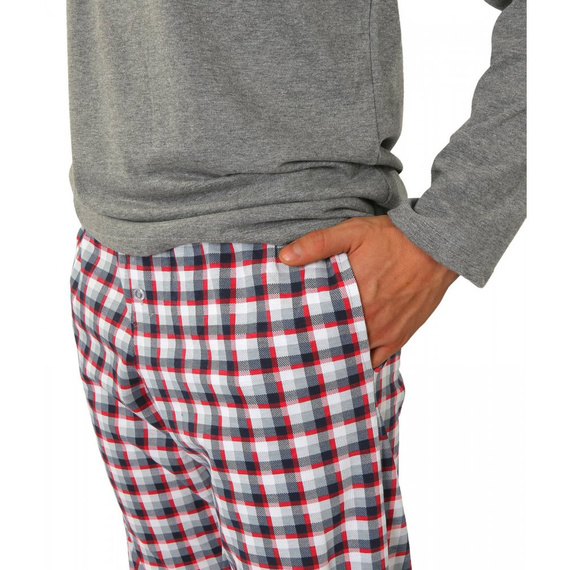 04 Piżama Męska długi rękaw i spodnie Sesto Senso - bordowy