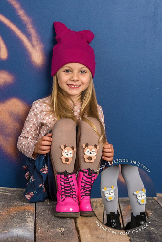 Elkie 3D Rajstopy Dziewczęce Knittex latte