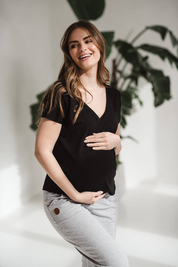 Two Ways bluzka ciążowa i do karmienia dwustronna krótki rękaw  Milk&Love czarny 