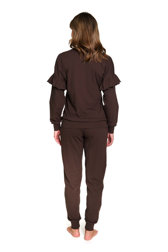 Doctor Nap 4351 – Bawełniany komplet damski z falbankami | 100% bawełna, polska produkcja - brownie