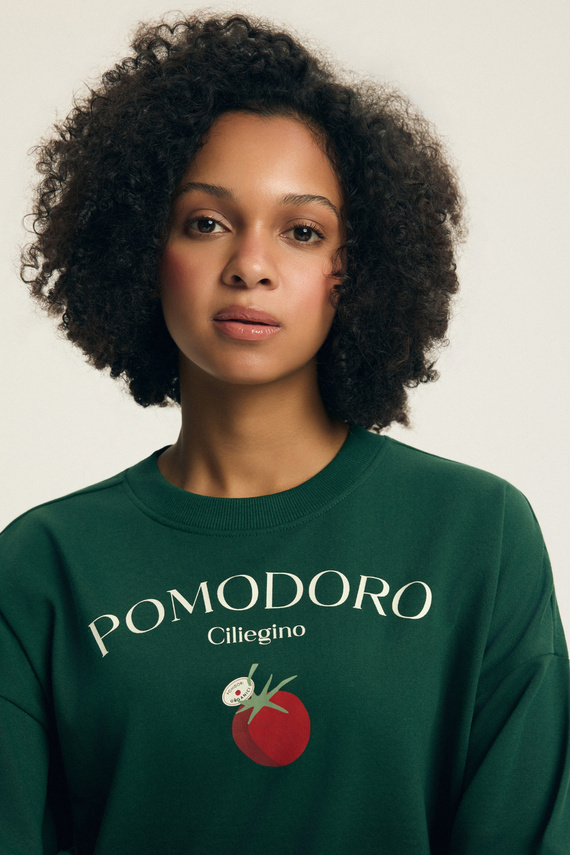 Bluza damska Dessie Henderson bawełniana ocieplana z nadrukiem - zielona