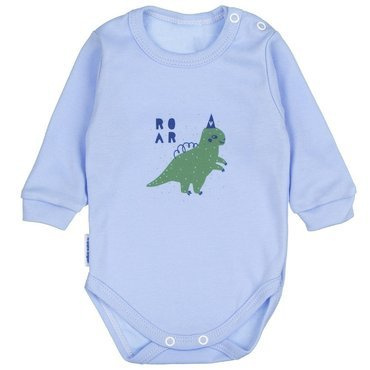 Dinozaur body niemowlęce długi rękaw Martex niebieski