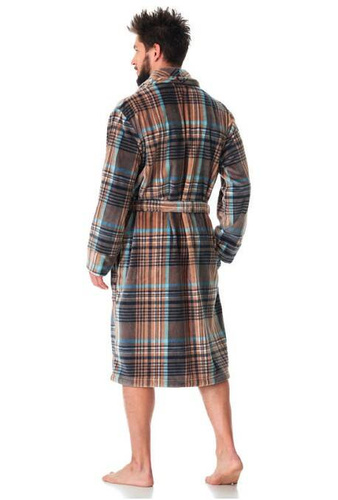 MGL 421 Szlafrok męski Key - brązowy-kratka