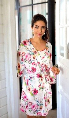 Rose Szyfonowy szlafrok damski Unikat - ecri-kwiaty