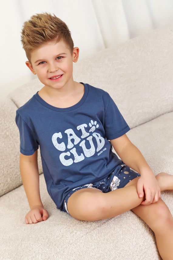 7205 "Cat club" Piżama dziecięca Unisex Doctor Nap - deep blue