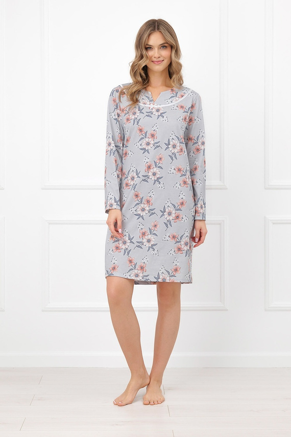 Koszula Nocna Damska Italian Fashion Basma 100% Bawełna Kwiaty Długa