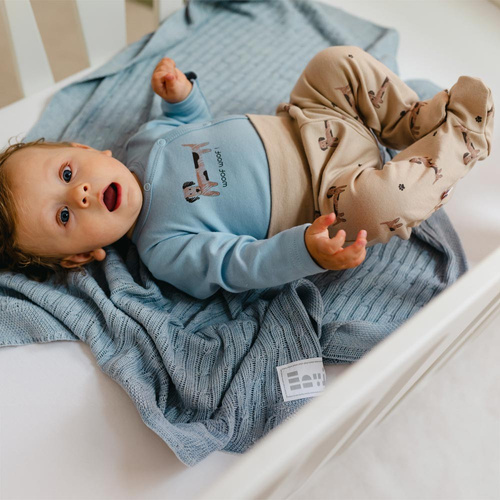 Puppy Playtime Body rozpinane z długim rękawem Eevi - niebieskie