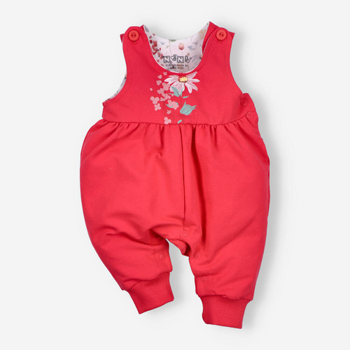 ABN-5066/KOR Łąka Spodnie ogrodniczki z bawełny organicznej Nini różowy